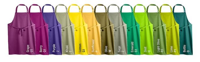 Koch- und Bistroschürzen farbig mit Latz